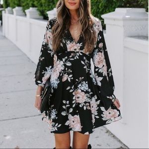 AAKAA FLORAL KIMONO MINI DRESS